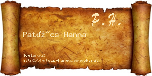 Patócs Hanna névjegykártya